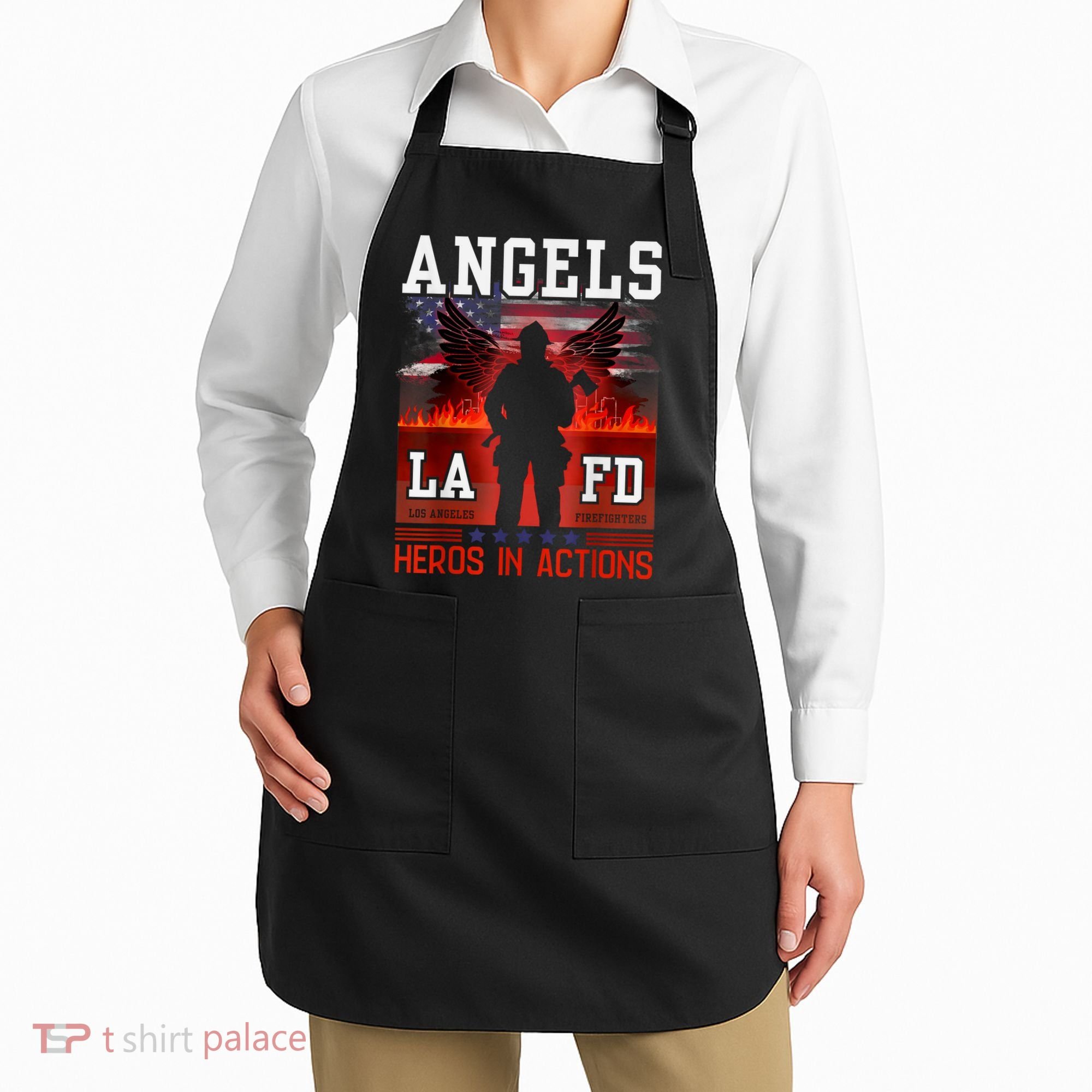 Proud La Firefighters Lafd Los Angeles Firefighters Hero Usa Apron
