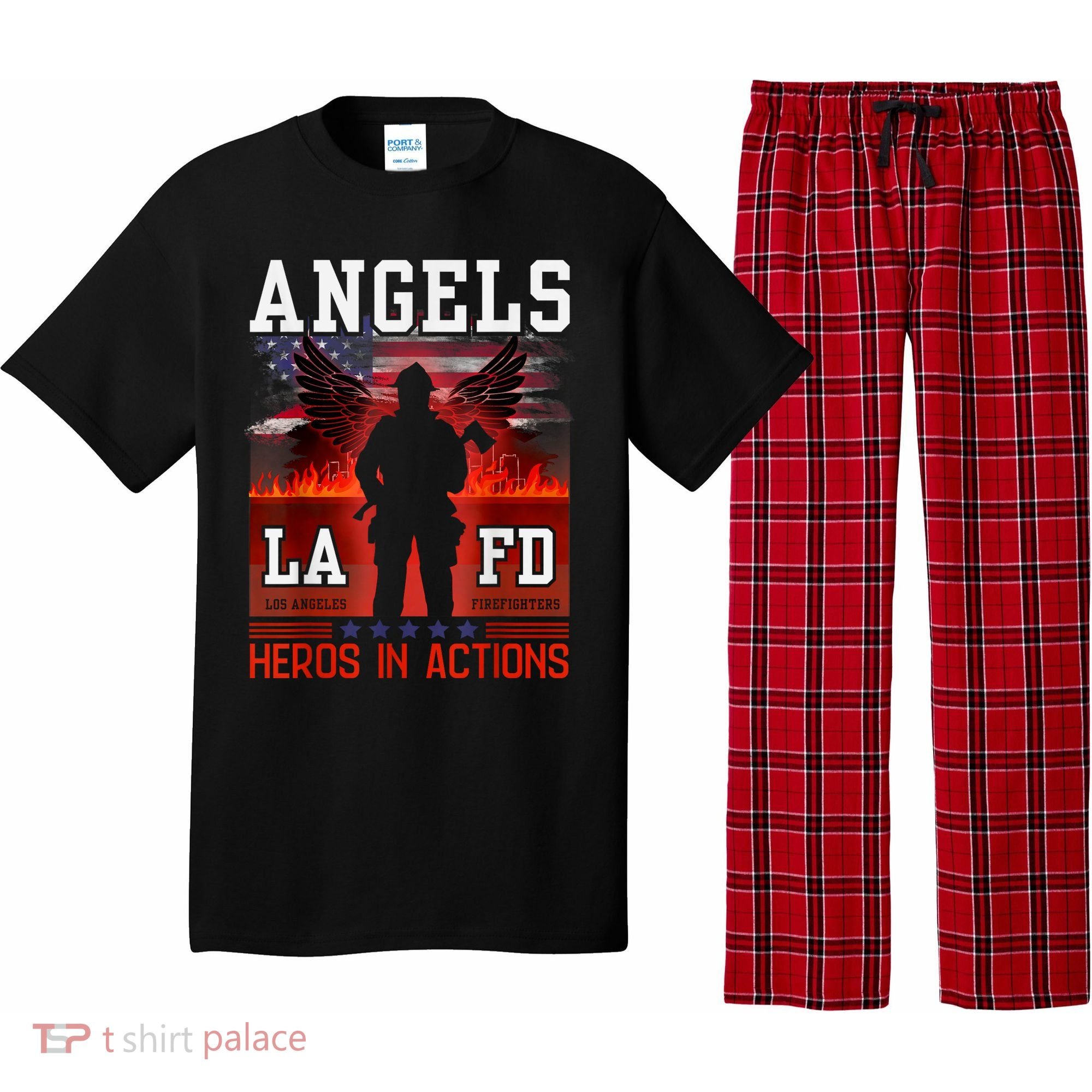 Proud La Firefighters Lafd Los Angeles Firefighters Hero Usa Pajama Set