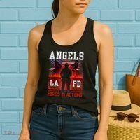 Proud La Firefighters Lafd Los Angeles Firefighters Hero Usa Women's Tank Top thumb 2