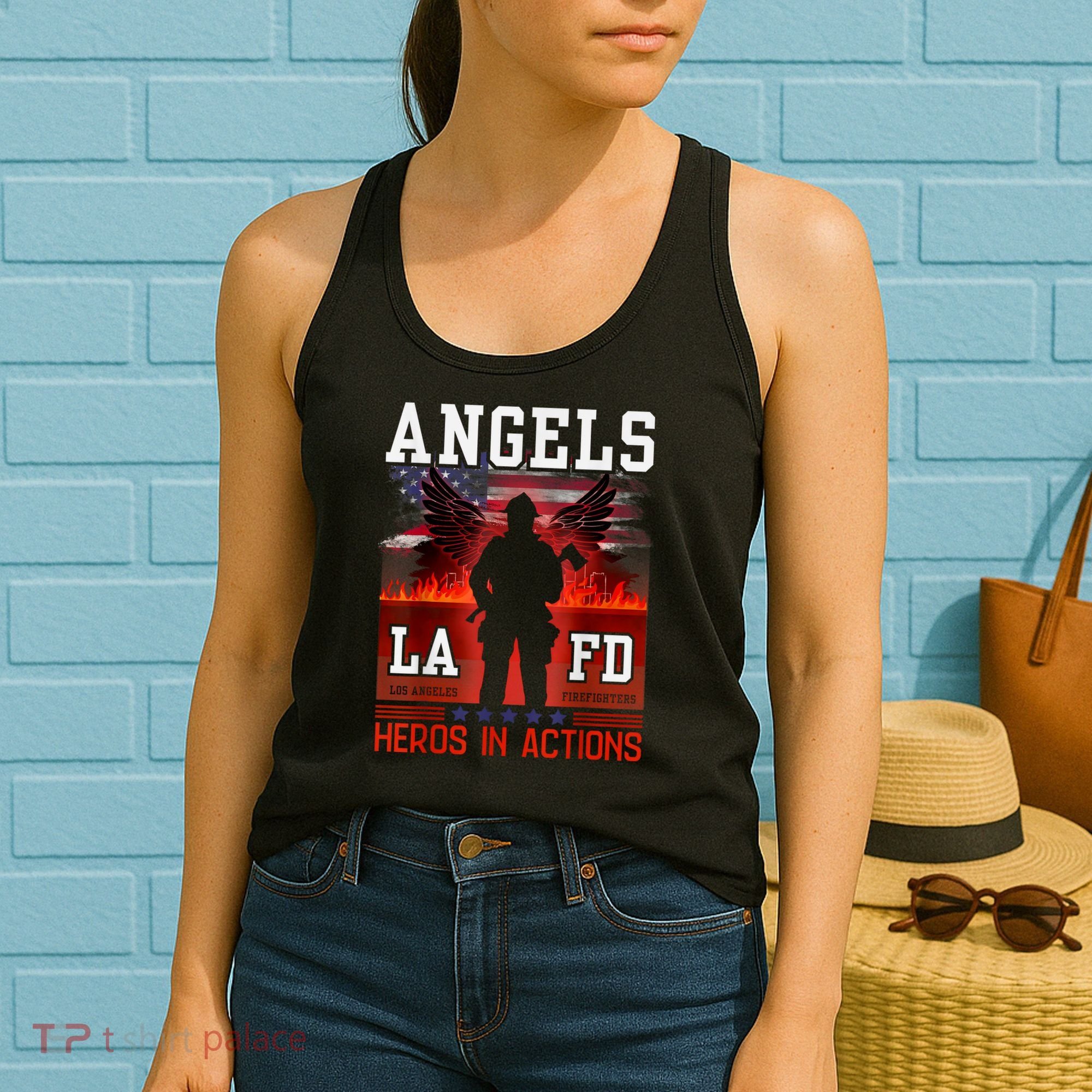 Proud La Firefighters Lafd Los Angeles Firefighters Hero Usa Women's Tank Top