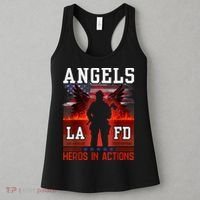 Proud La Firefighters Lafd Los Angeles Firefighters Hero Usa Women's Tank Top thumb 3