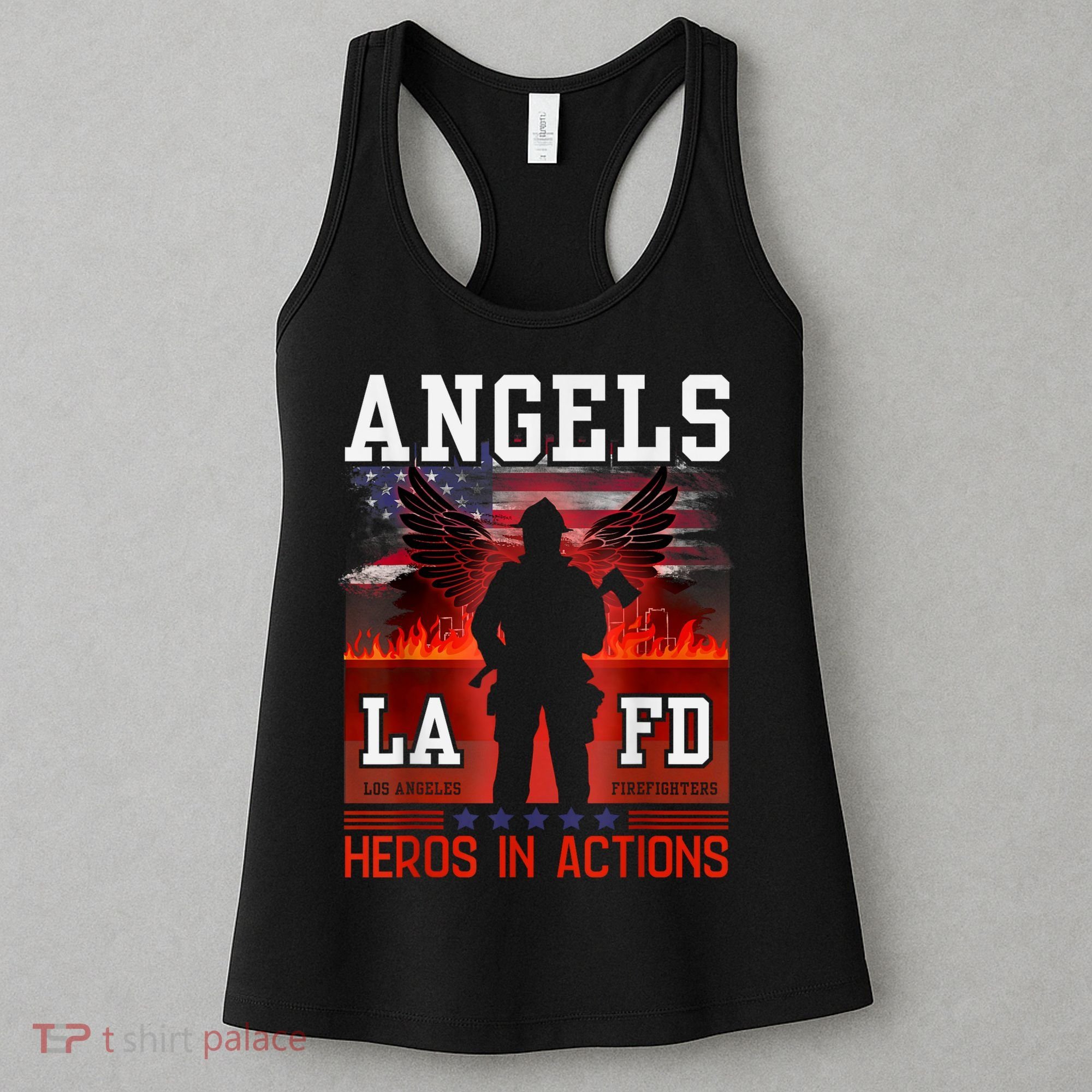 Proud La Firefighters Lafd Los Angeles Firefighters Hero Usa Women's Tank Top