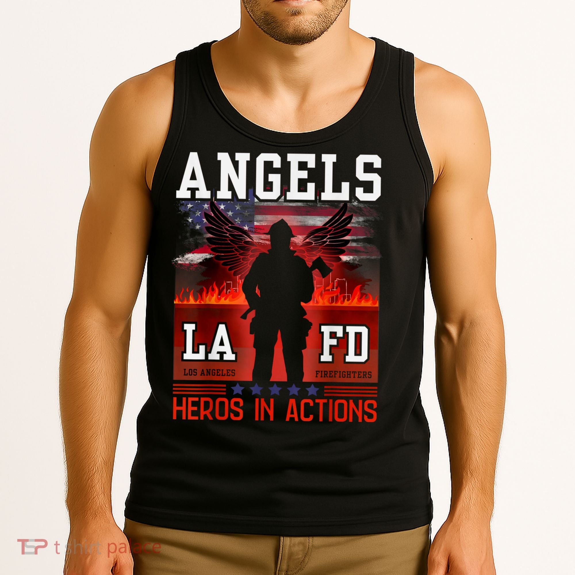 Proud La Firefighters Lafd Los Angeles Firefighters Hero Usa Tank Top