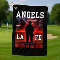 Proud La Firefighters Lafd Los Angeles Firefighters Hero Usa Golf Towel thumb 1