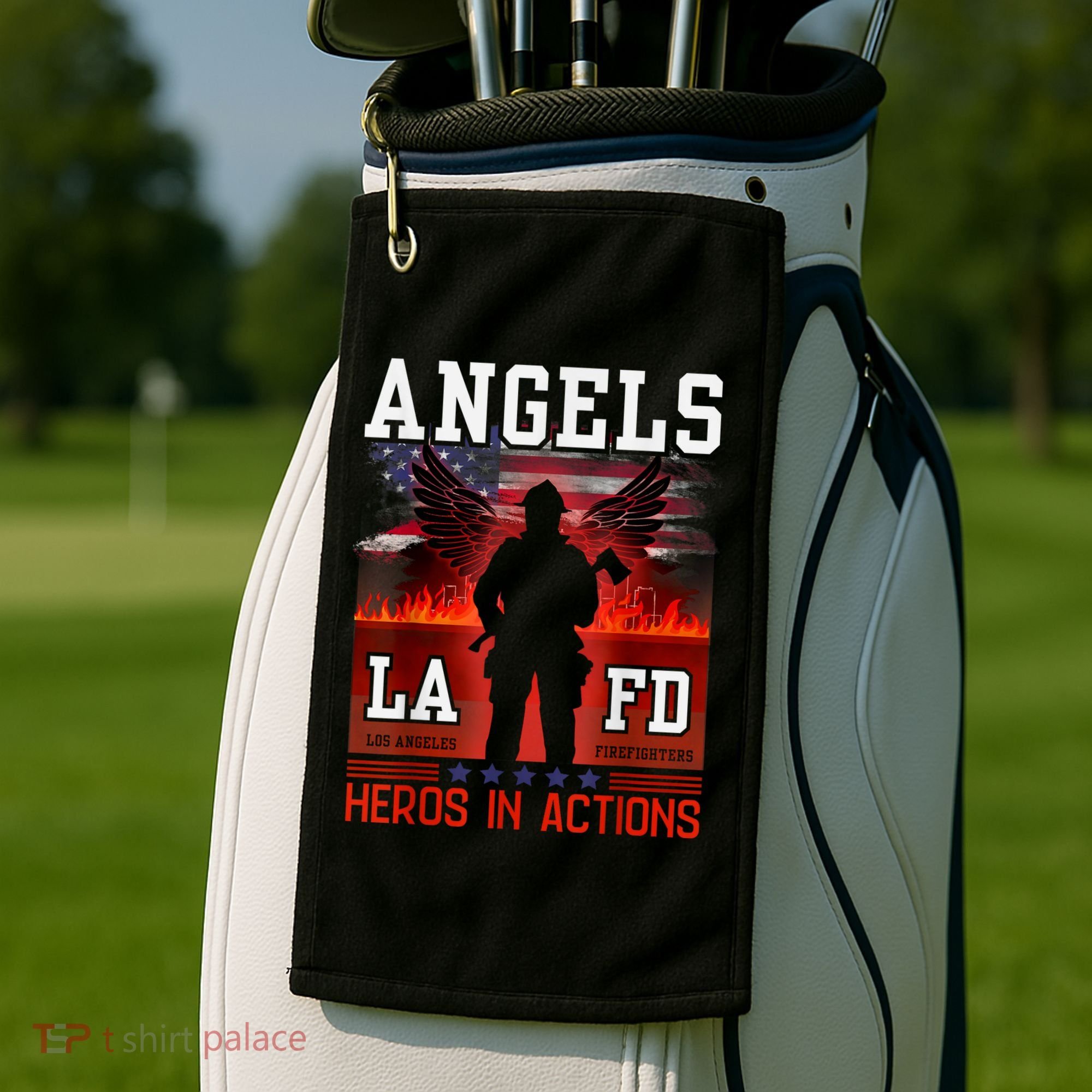 Proud La Firefighters Lafd Los Angeles Firefighters Hero Usa Golf Towel