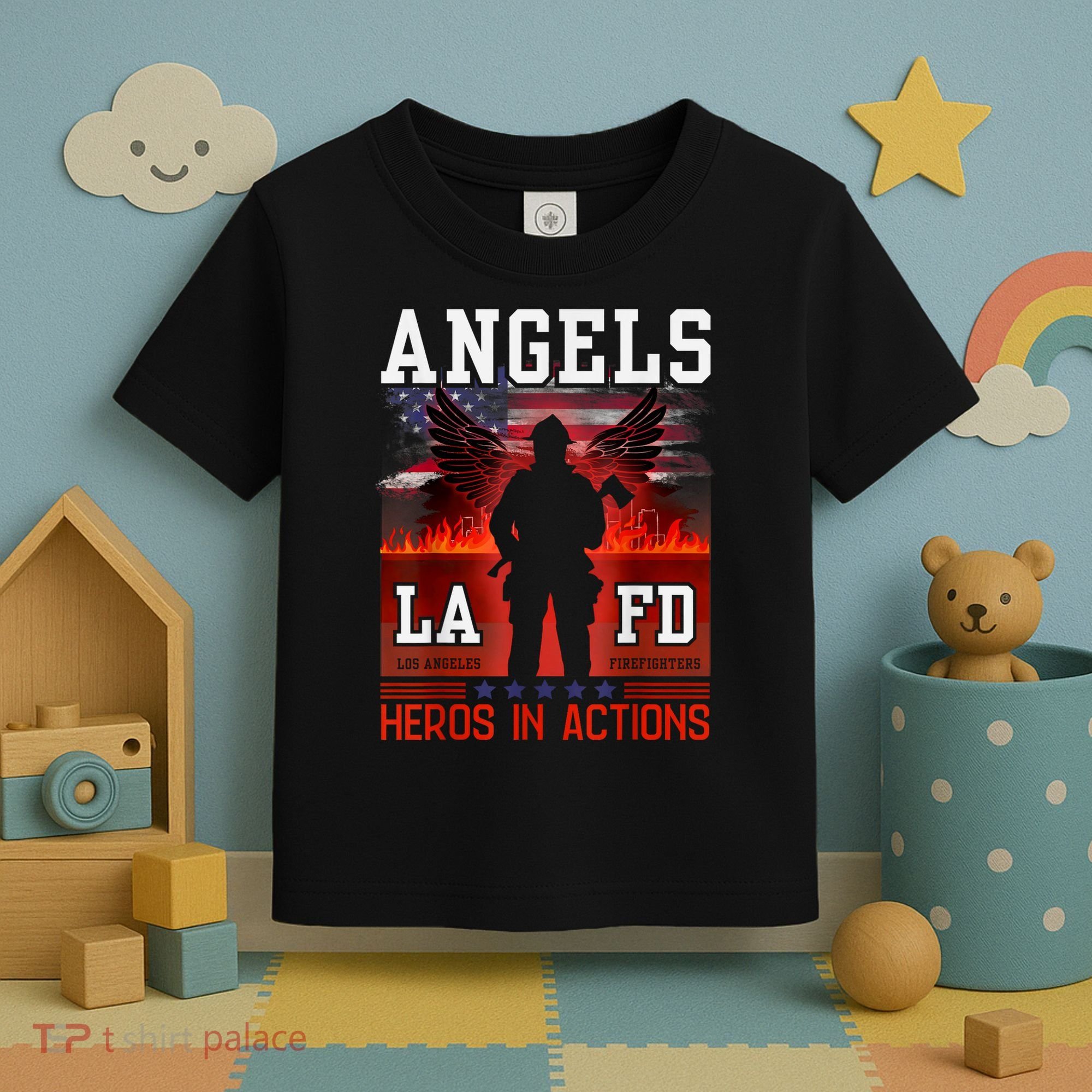Proud La Firefighters Lafd Los Angeles Firefighters Hero Usa Toddler T-Shirt