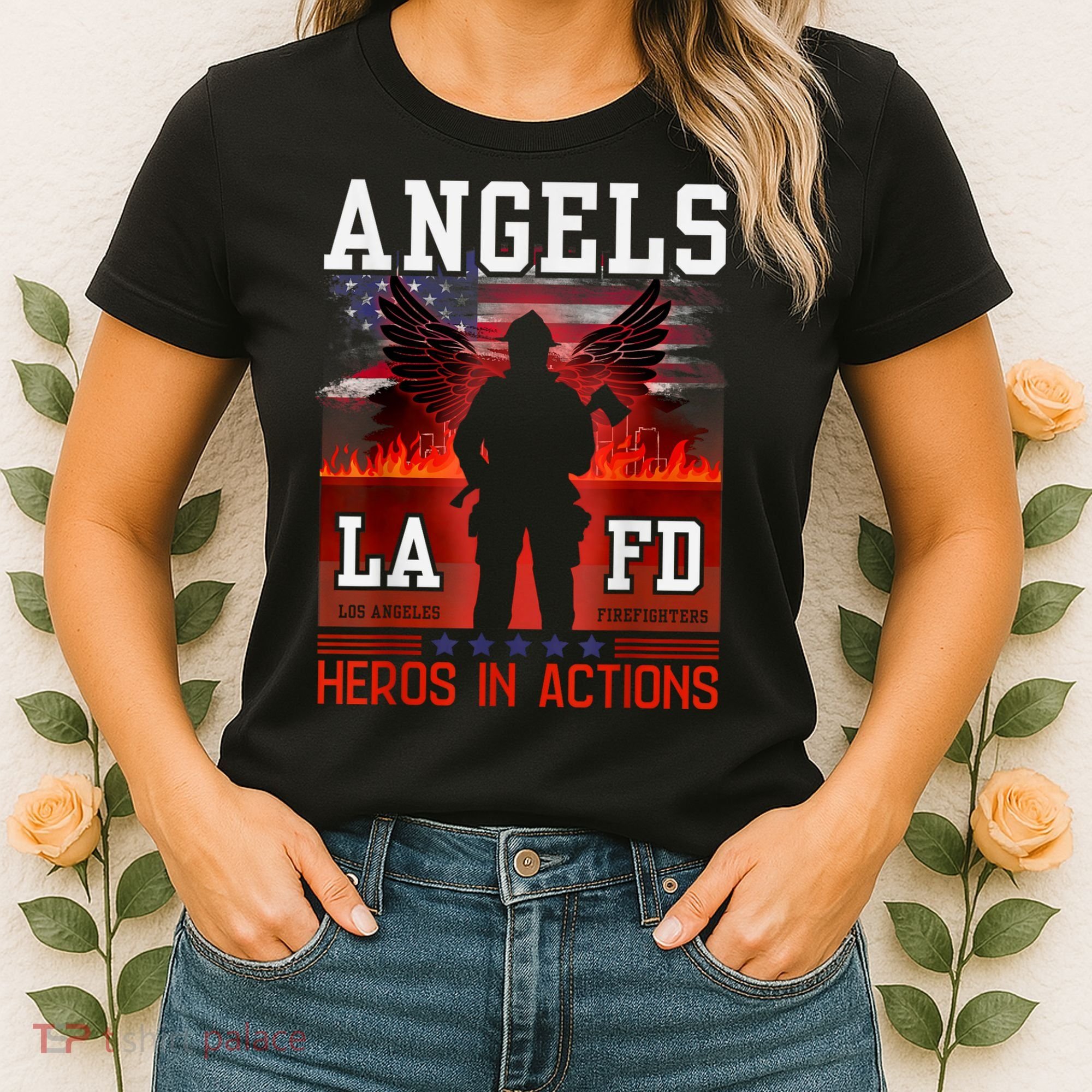 Proud La Firefighters Lafd Los Angeles Firefighters Hero Usa Women's T-Shirt
