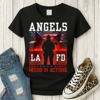 Proud La Firefighters Lafd Los Angeles Firefighters Hero Usa Women's T-Shirt thumb 3