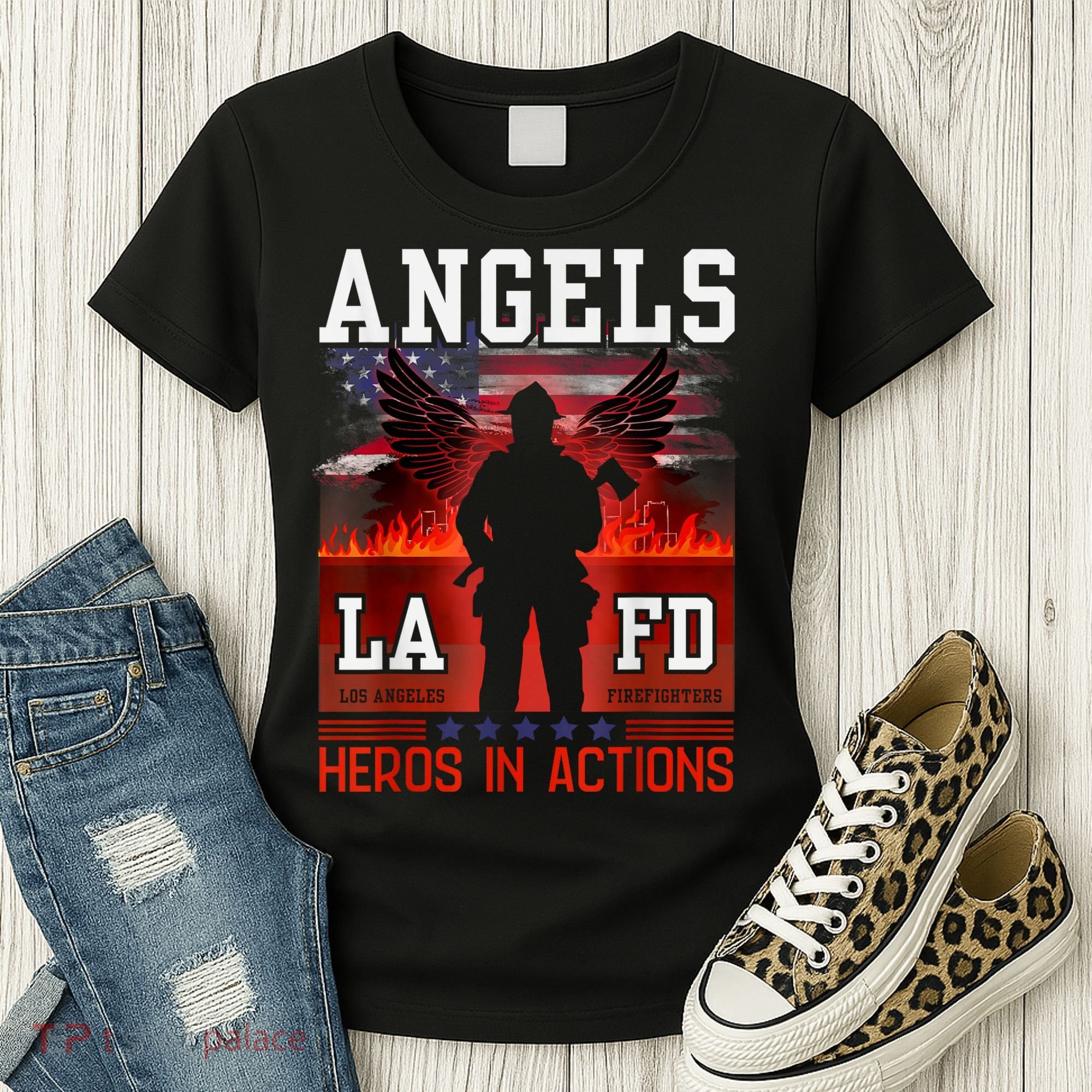 Proud La Firefighters Lafd Los Angeles Firefighters Hero Usa Women's T-Shirt
