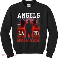 Proud La Firefighters Lafd Los Angeles Firefighters Hero Usa Kids Sweatshirt thumb 0