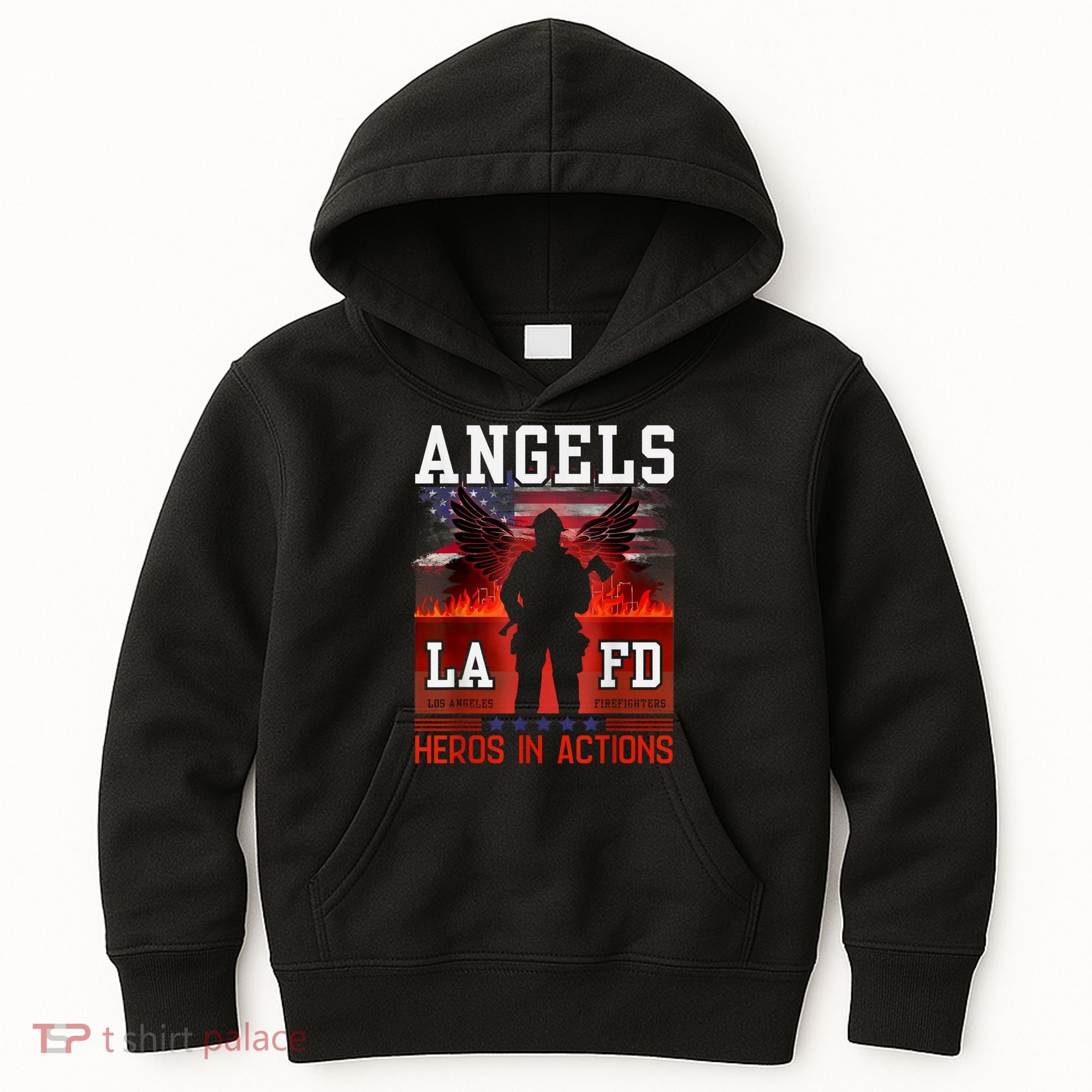 Proud La Firefighters Lafd Los Angeles Firefighters Hero Usa Kids Hoodie