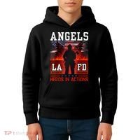 Proud La Firefighters Lafd Los Angeles Firefighters Hero Usa Kids Hoodie thumb 4