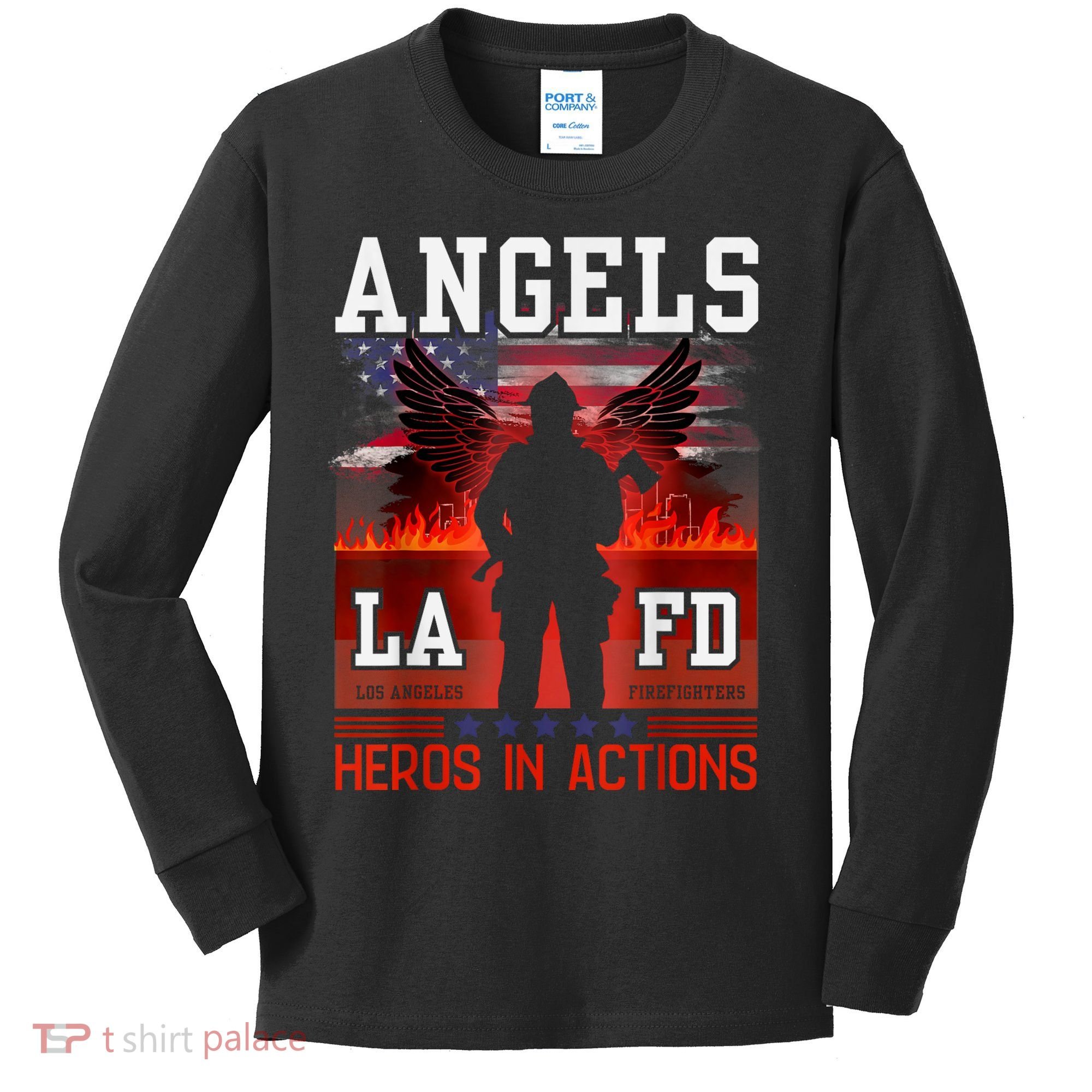 Proud La Firefighters Lafd Los Angeles Firefighters Hero Usa Kids Long Sleeve Shirt