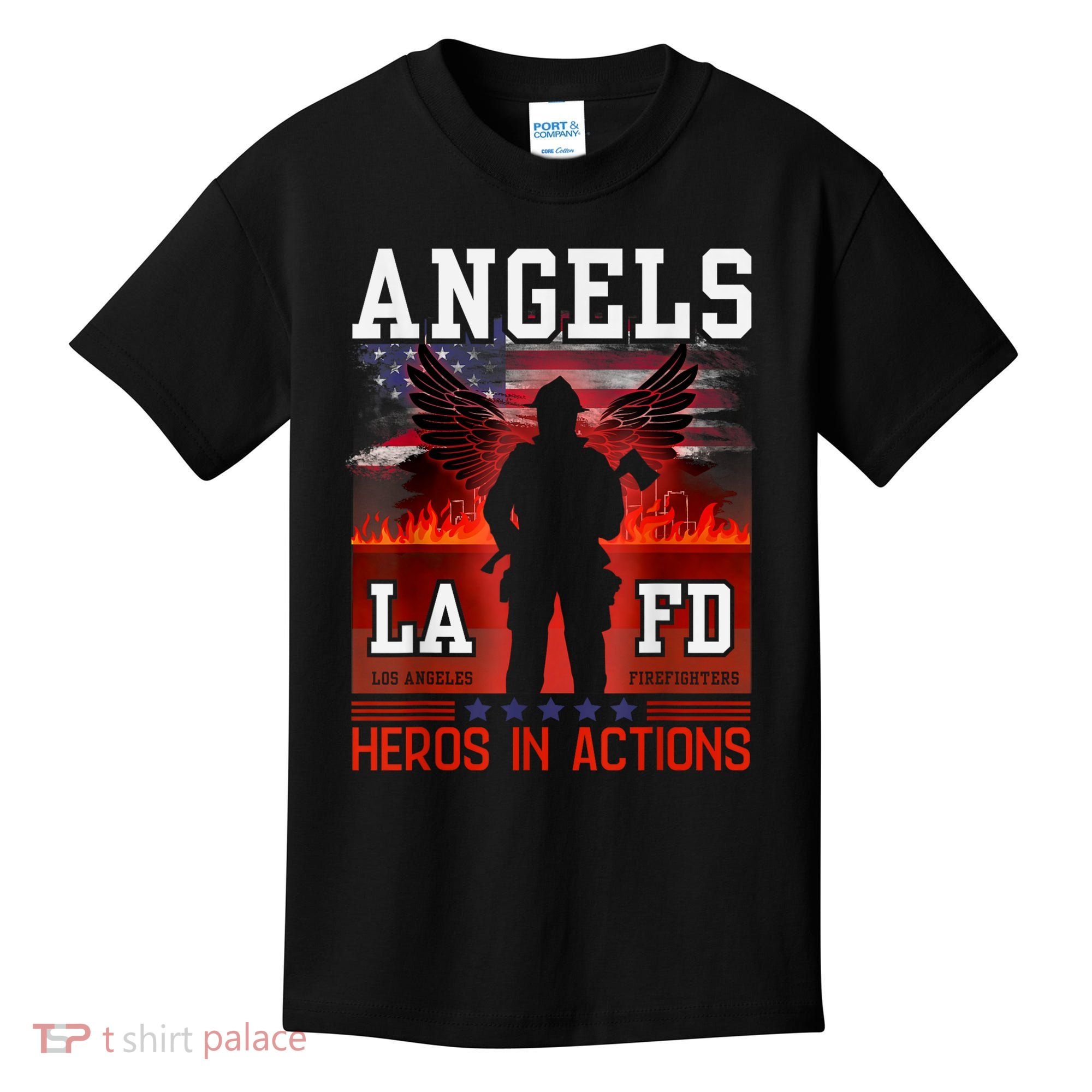 Proud La Firefighters Lafd Los Angeles Firefighters Hero Usa Kids T-Shirt