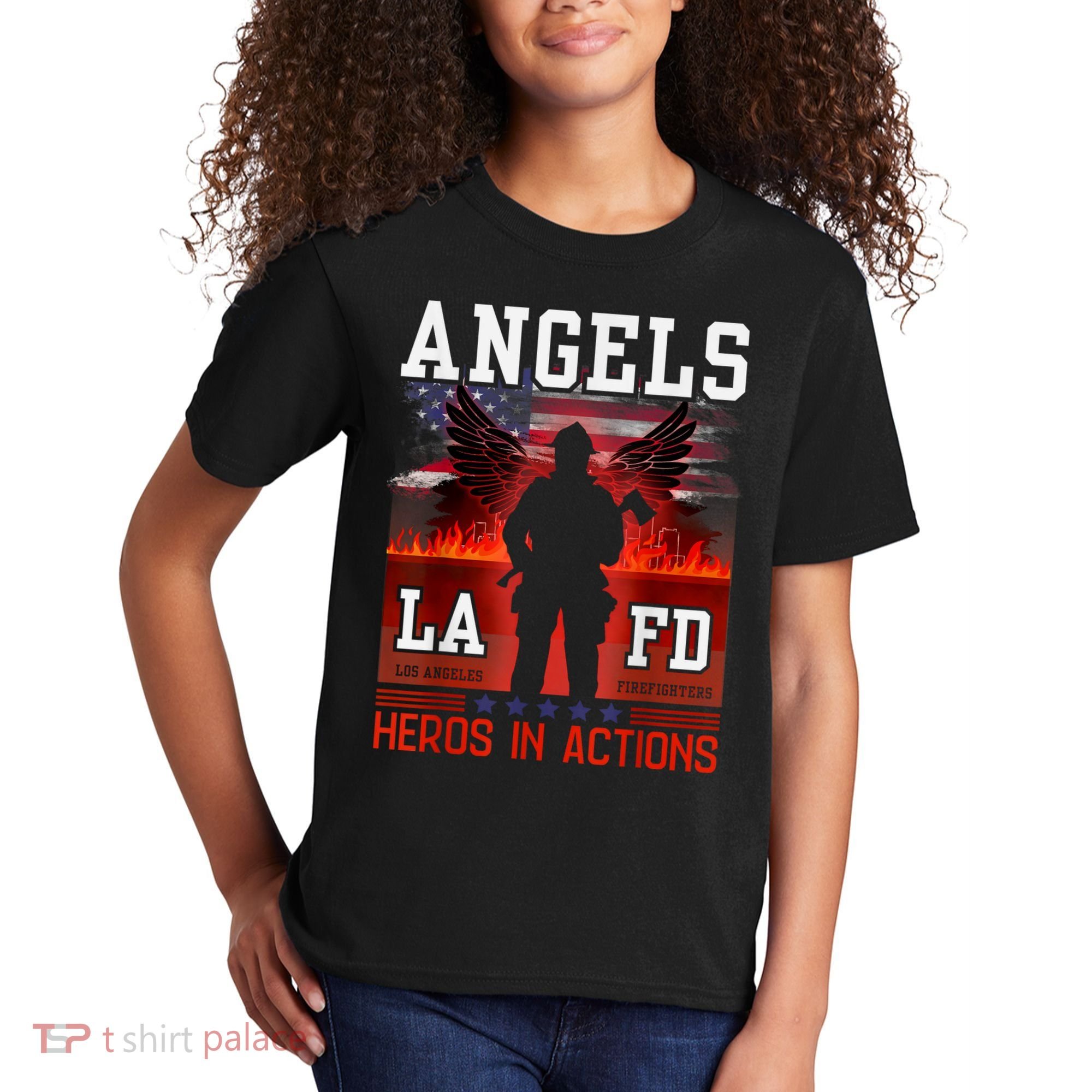 Proud La Firefighters Lafd Los Angeles Firefighters Hero Usa Kids T-Shirt