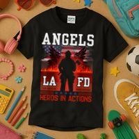 Proud La Firefighters Lafd Los Angeles Firefighters Hero Usa Kids T-Shirt thumb 3