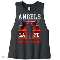 Proud La Firefighters Lafd Los Angeles Firefighters Hero Usa Women's Racerback Cropped Tank thumb 0