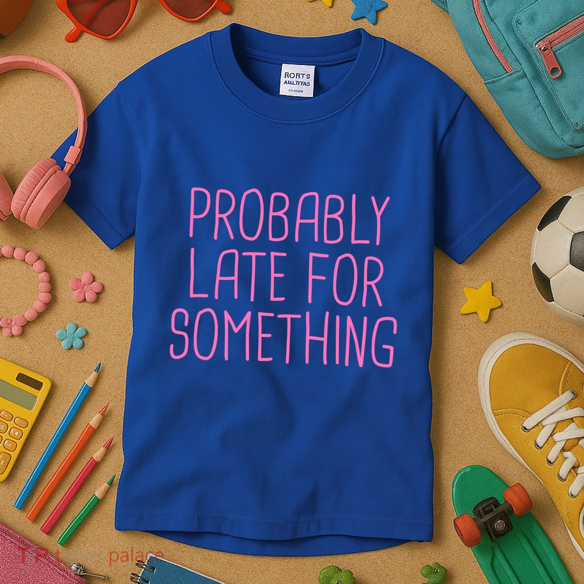 Probably Late For Something Funny Meme Saying Quote Gift Meaningful Gift Kids T-Shirt
