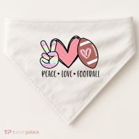 Peace Love Football Mom Cute USA-Made Doggie Bandana thumb 0