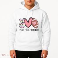 Peace Love Football Mom Cute Hoodie thumb 2