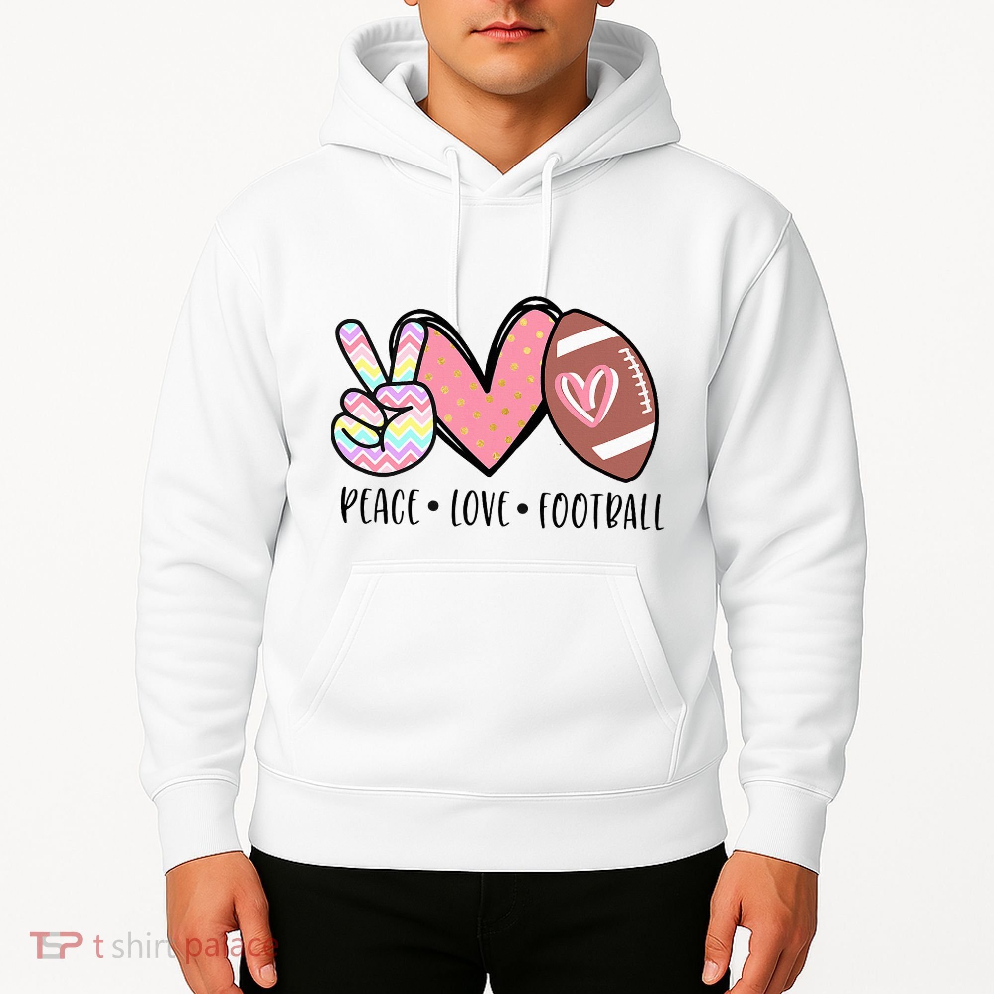 Peace Love Football Mom Cute Hoodie