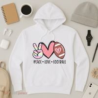 Peace Love Football Mom Cute Hoodie thumb 3