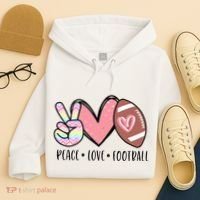 Peace Love Football Mom Cute Hoodie thumb 4