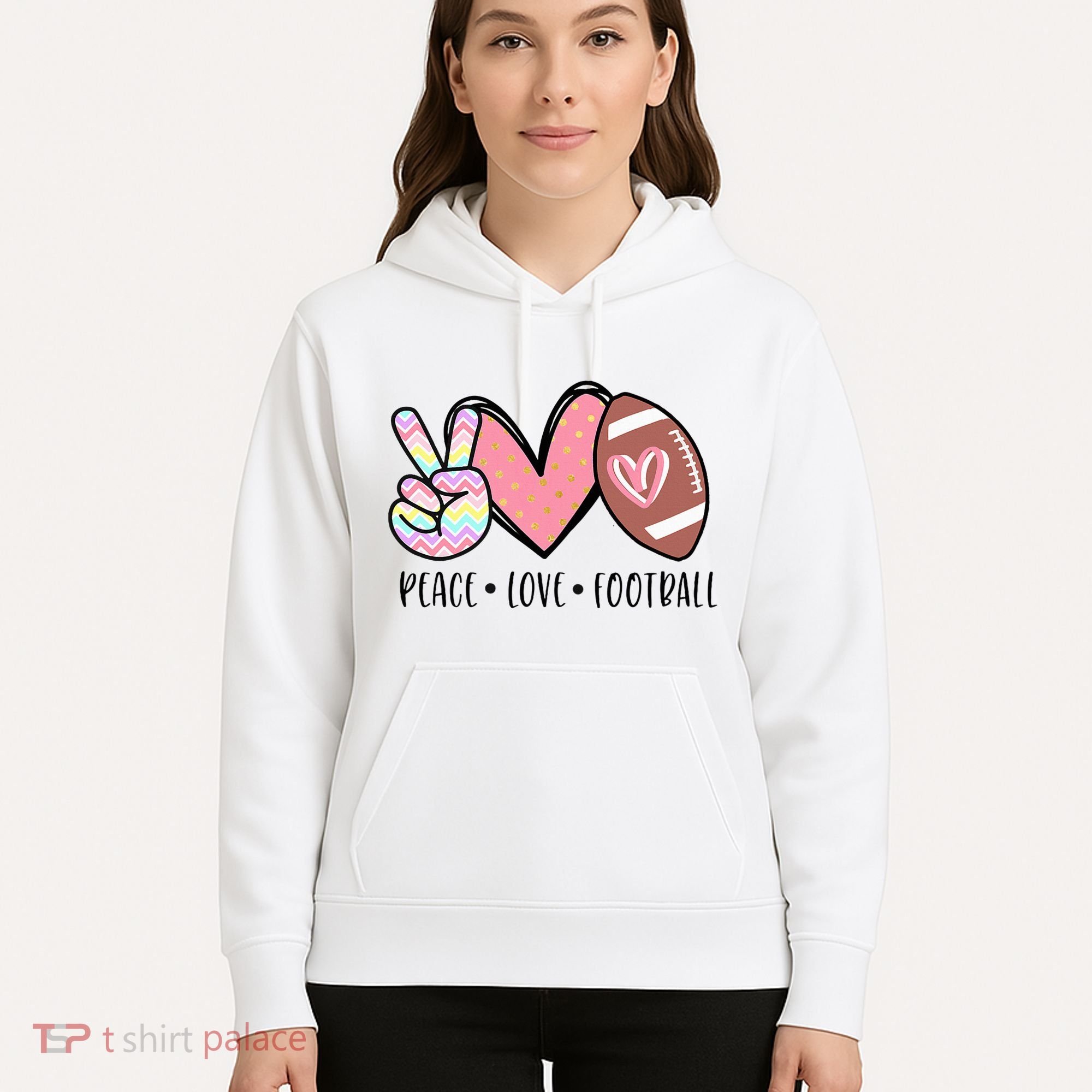 Peace Love Football Mom Cute Hoodie