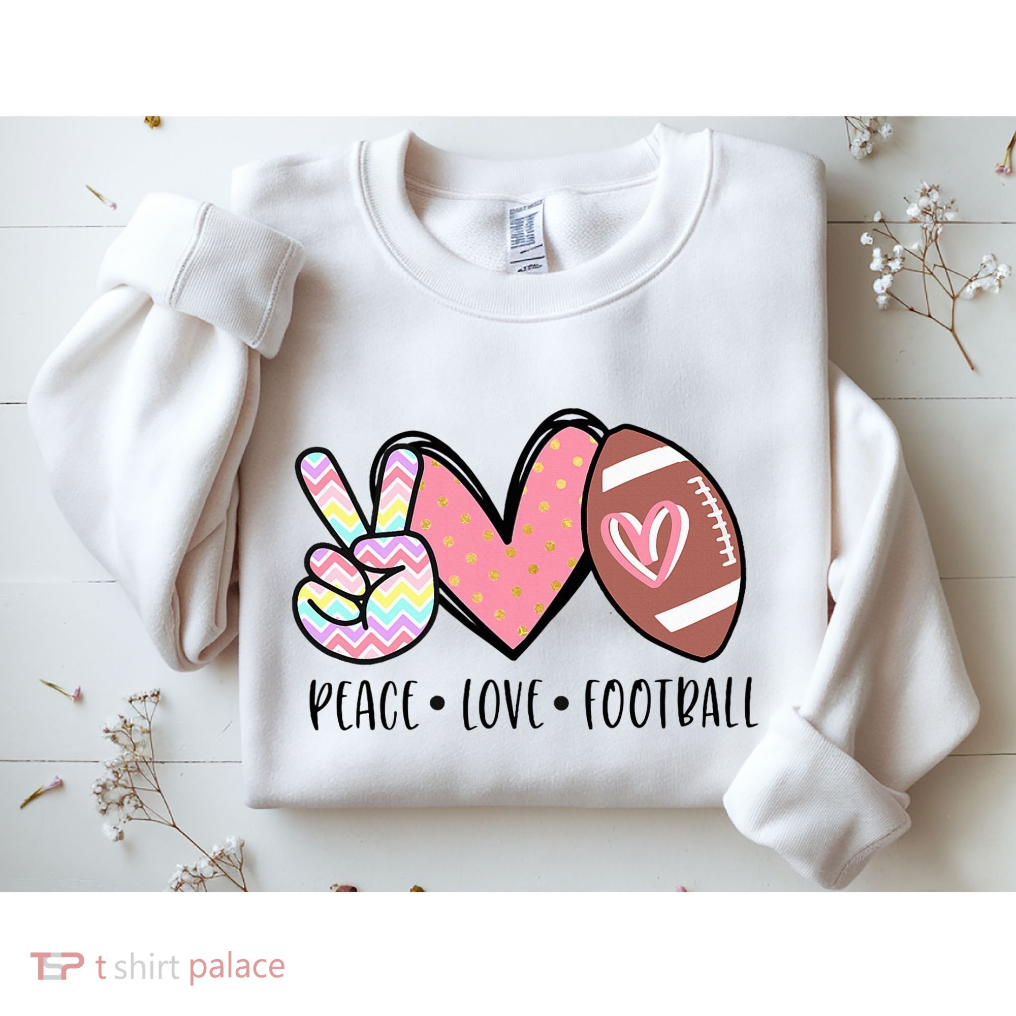 Peace Love Football Mom Cute Sweatshirt