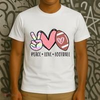 Peace Love Football Mom Cute T-Shirt thumb 3