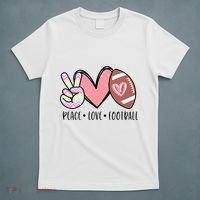 Peace Love Football Mom Cute T-Shirt thumb 5