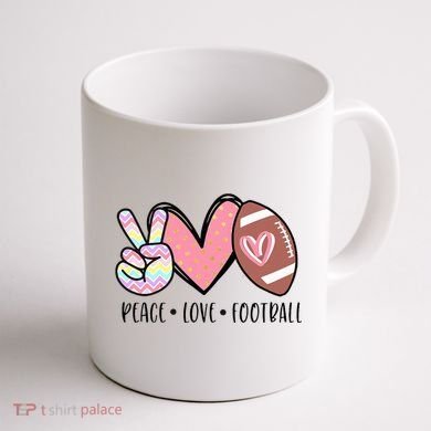 Peace Love Football Mom Cute Coffee Mug back