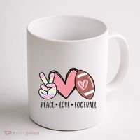Peace Love Football Mom Cute Coffee Mug thumb 1