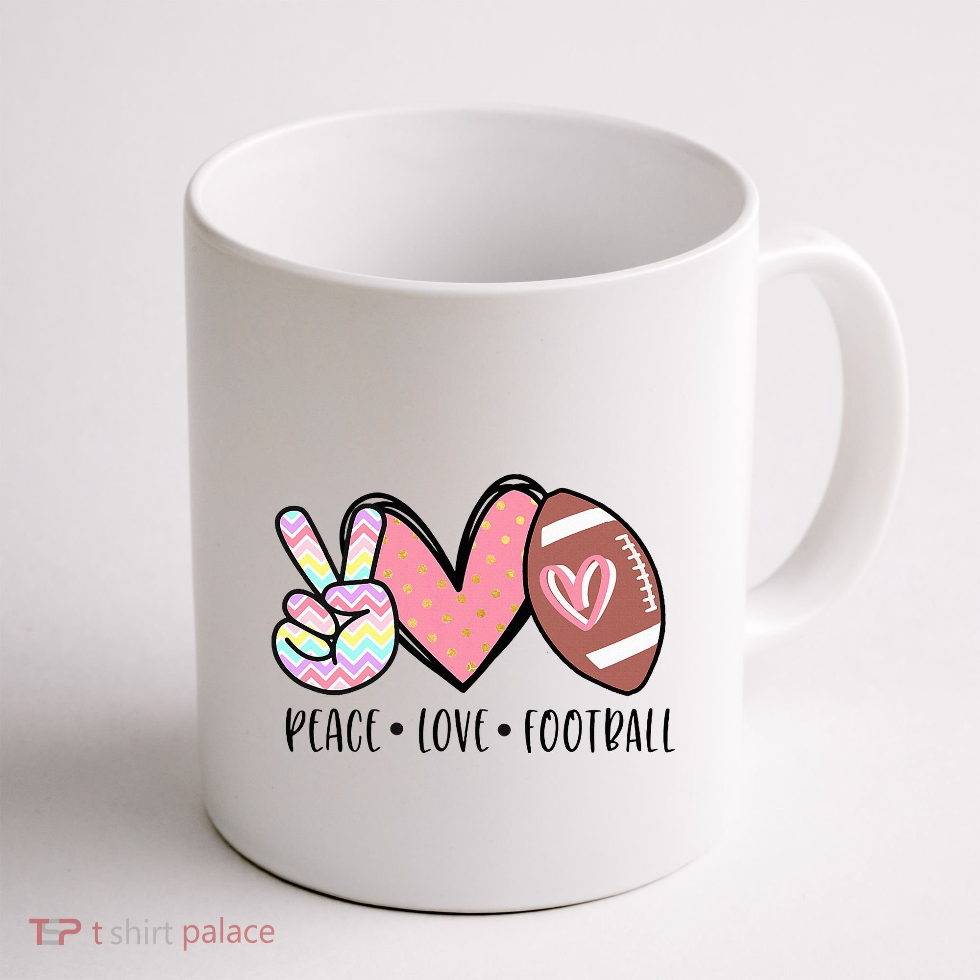 Peace Love Football Mom Cute Coffee Mug
