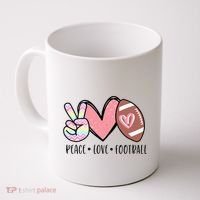 Peace Love Football Mom Cute Coffee Mug thumb 0