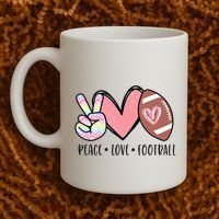 Peace Love Football Mom Cute Coffee Mug thumb 2