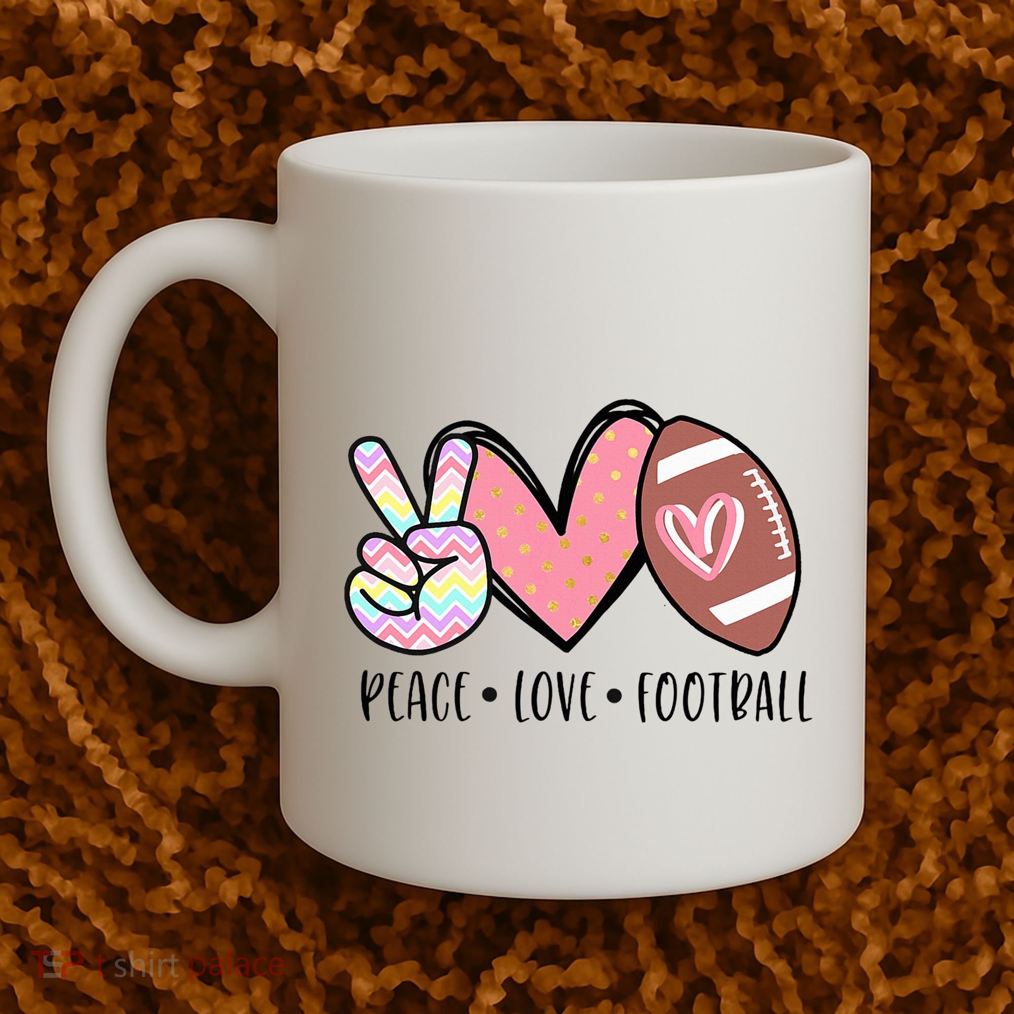 Peace Love Football Mom Cute Coffee Mug