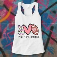 Peace Love Football Mom Cute Women's Tank Top thumb 3