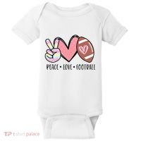Peace Love Football Mom Cute Baby Bodysuit thumb 0