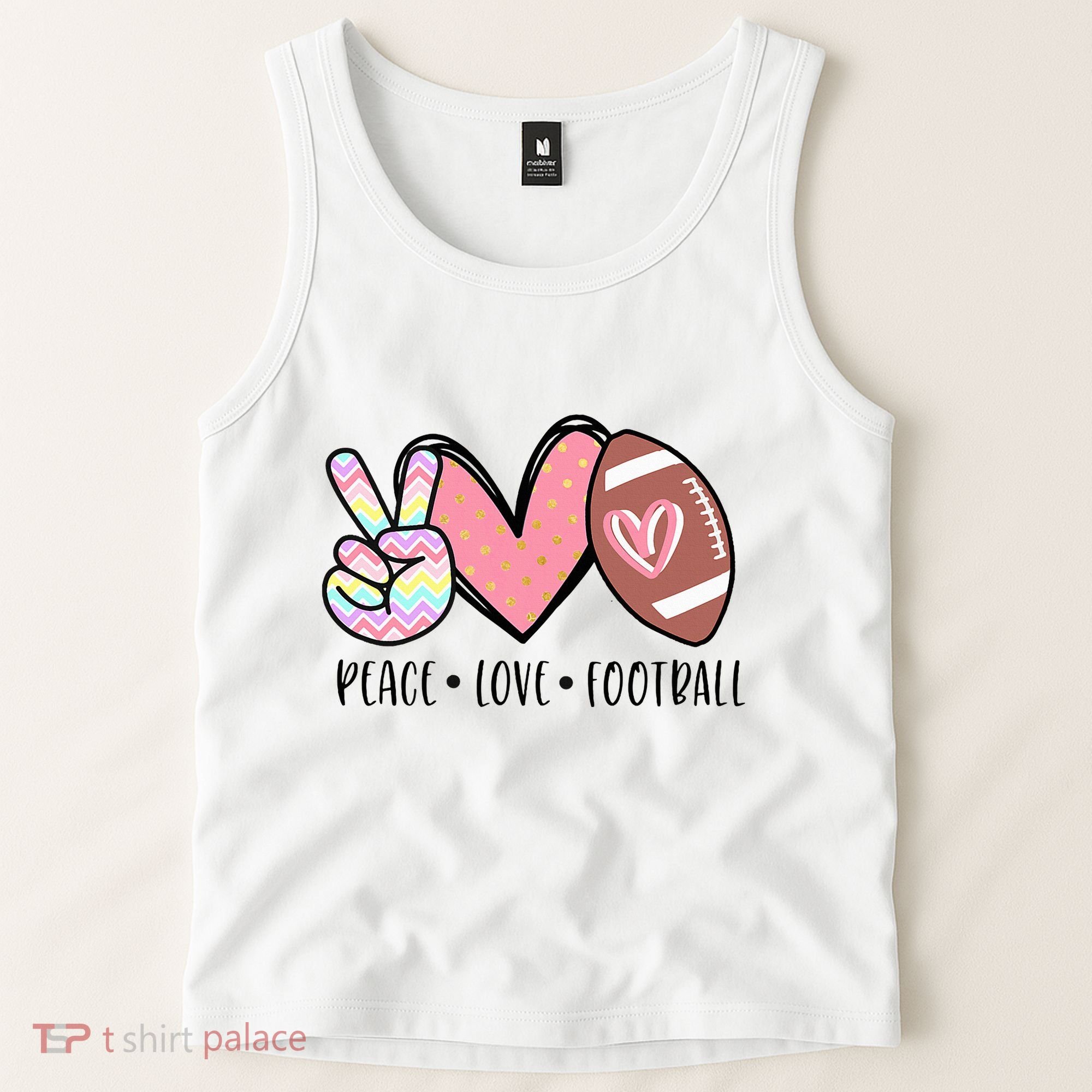 Peace Love Football Mom Cute Tank Top