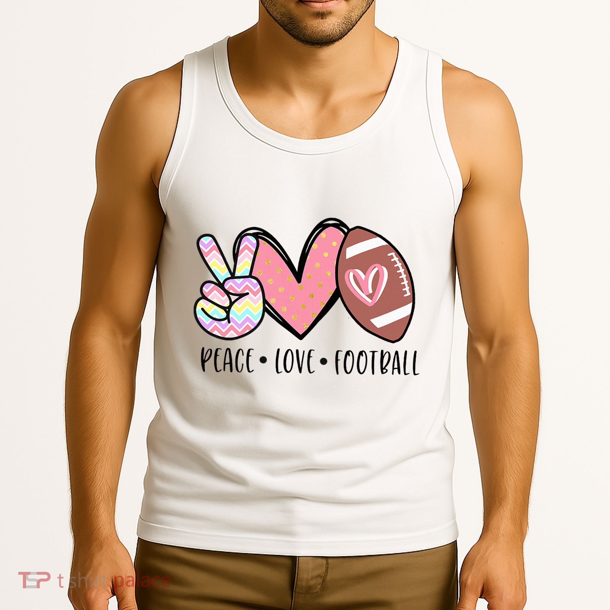Peace Love Football Mom Cute Tank Top