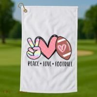 Peace Love Football Mom Cute Golf Towel thumb 1