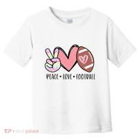 Peace Love Football Mom Cute Toddler T-Shirt thumb 0