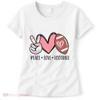 Peace Love Football Mom Cute Women's T-Shirt thumb 0