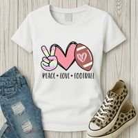 Peace Love Football Mom Cute Women's T-Shirt thumb 3