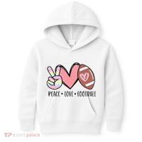 Peace Love Football Mom Cute Kids Hoodie thumb 0