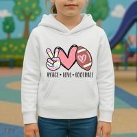 Peace Love Football Mom Cute Kids Hoodie thumb 3