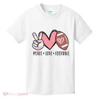 Peace Love Football Mom Cute Kids T-Shirt thumb 0