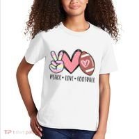 Peace Love Football Mom Cute Kids T-Shirt thumb 2