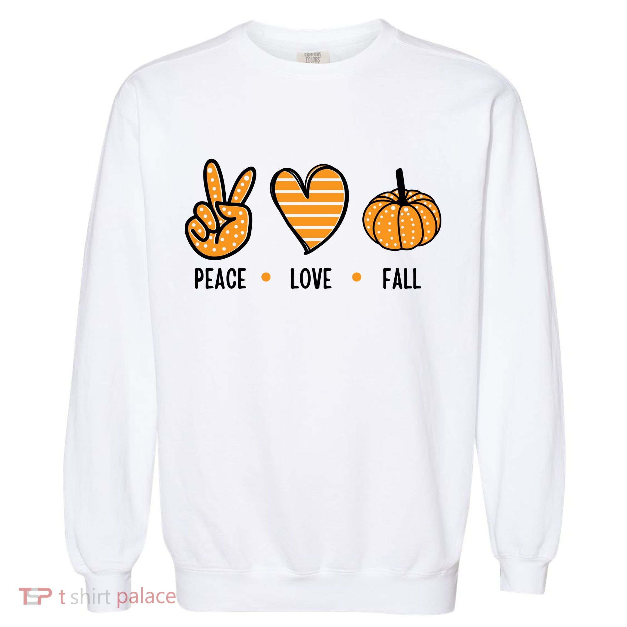 Peace Love Fall Cute Autumn Garment-Dyed Sweatshirt